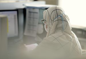 Woman, administrator, computer — Relax and Rejuvenate on the Go with Massage Therapy